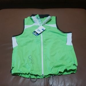 Brooks Women Running Vest Bright Green Full Zip XL